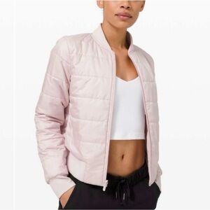 LULULEMON Non-Stop Bomber Jacket Smoky Blush Reversible Lightweight Size 10